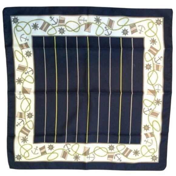 Nautical Themed Vintage 1990s Silk Scarf Square 20" - Picture 2 of 6